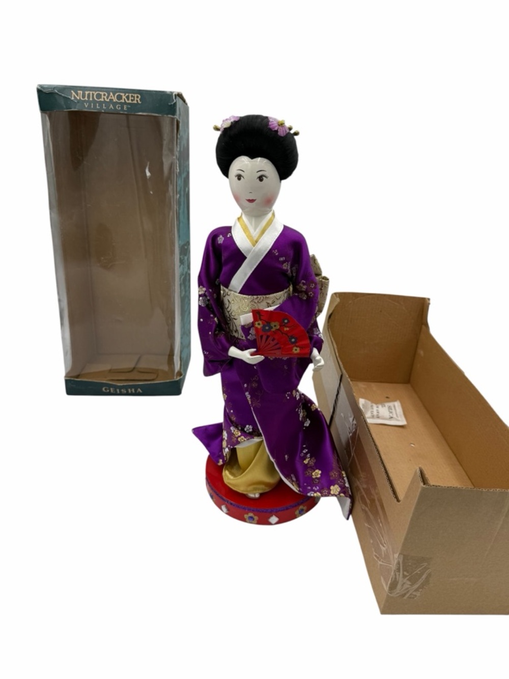 Vtg Nutcracker Village WOODEN JAPANESE GEISHA DOLL Figurine.